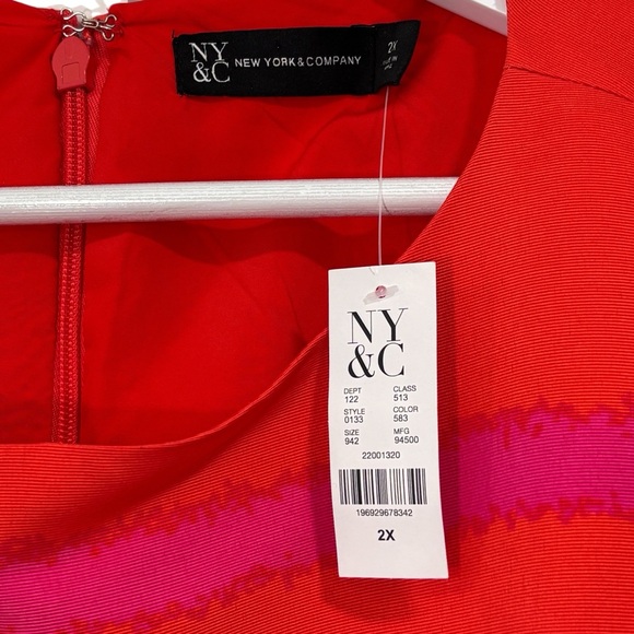 NY&C Color Block Striped Fit & Flare Women’s Pleated Sleeveless Dress 2X NWT - Picture 6 of 12
